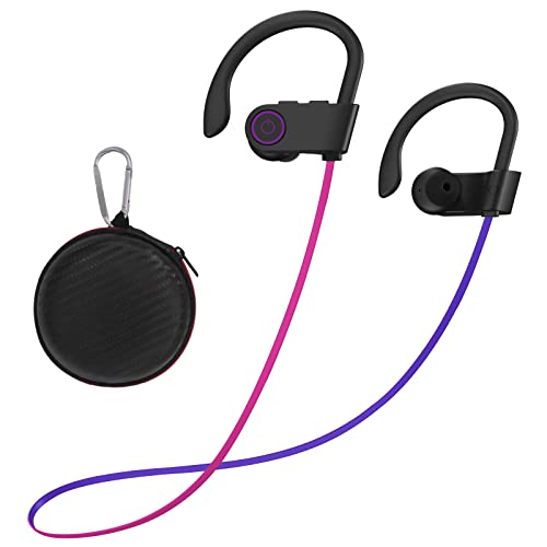 Argmao U9 Bluetoth Headphones, 12 Hrs Playtime Wireless Earbuds IPX7 Waterproof Earphones with Mic HD Stereo Sweatproof in-Ear Earbuds for Sports Gym Running Workout Noise Cancelling Headset-Purple
