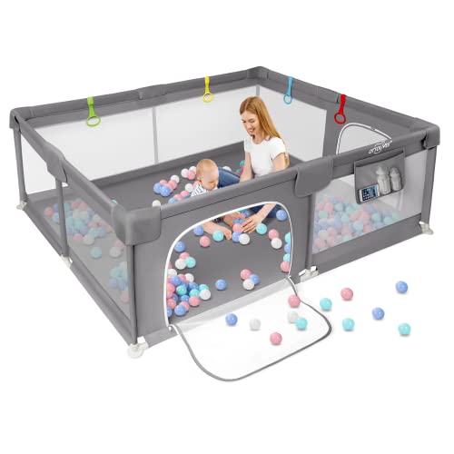 OTTOLIVES Baby Playpen, 71×59 Inch Extra Large Playpen for Babies and Toddlers, Safety Baby Gate Playpen with Breathable Mesh, Portable Play Yard for Babies for Indoor & Outdoor Kids Activity Center