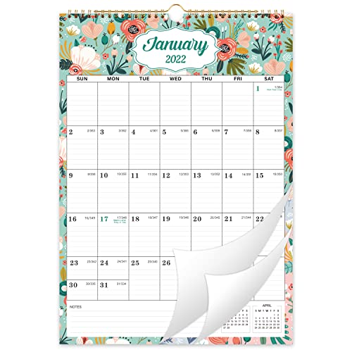 2022 Calendar – 2022 Wall Calendar, 12″ x 17″, Jan. 2022 to Dec. 2022, 2022 Monthly/Wall Calendar with Twin-Wire Binding, Thick Paper, Julian Date, Colorful Floral Cover, Perfect for Planning
