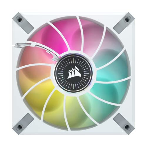 CORSAIR ML120 RGB ELITE, 120mm Magnetic Levitation RGB Fan with AirGuide, 3-Pack with Lighting Node CORE – White Frame