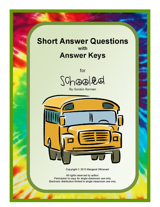 Short Answer Questions with Answer Keys for Schooled by Gordon Korman | The Storepaperoomates Retail Market - Fast Affordable Shopping