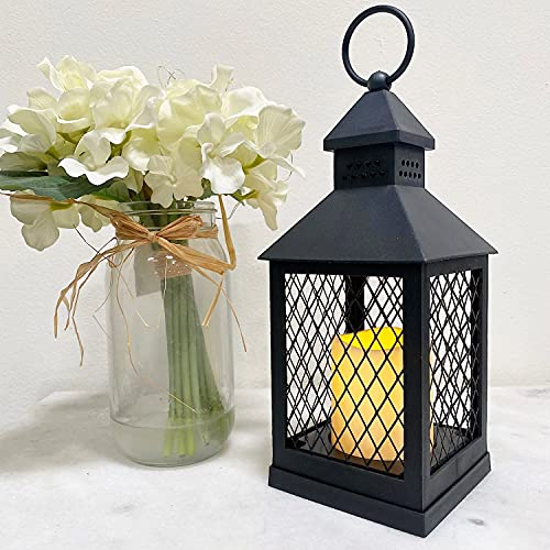THE NIFTY NOOK Farm House Lanterns {3 Pc Set} 10″ Decorative Lanterns with Flameless LED Lighted Candle, 5HR Timer, Weather Resistant – Indoor Outdoor Home, Garden, Weddings (3 Pack – Black) | The Storepaperoomates Retail Market - Fast Affordable Shopping