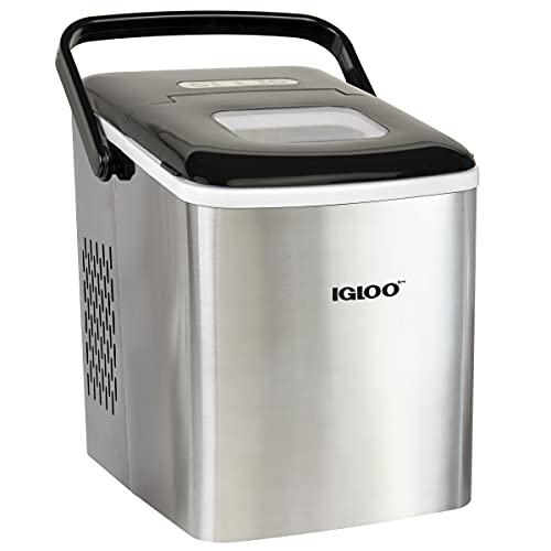 Igloo Automatic Self-Cleaning Portable Electric Countertop Ice Maker Machine With Handle, 26 Pounds in 24 Hours, 9 Ice Cubes Ready in 7 minutes, With Ice Scoop and Basket, Stainless Steel