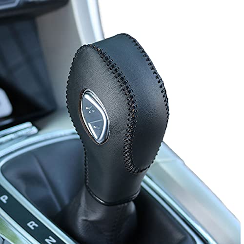 Black Leather Gear Shift Knob Cover for Ford Focus 2012 2013 2014 2015 2016/ Ford Fiesta 2014 2015 2016 / Ford Fusion S / Fusion SE 2013 2014 2015 2016 / Fusion Gear Shift Cover / Accessories for Ford