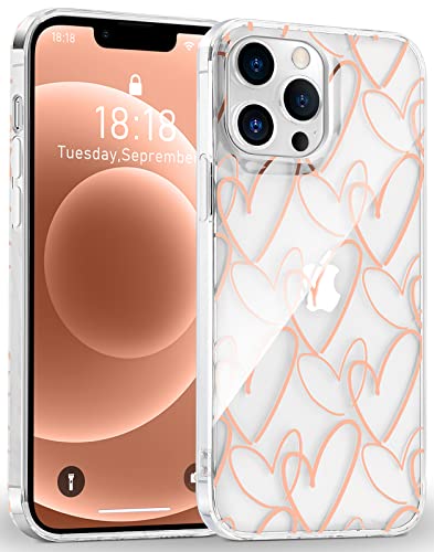 Jmltech Compatible with iPhone 13 Pro Max Case Clear Cute Girly Women Luxury Heart Clear Slim Thin Silicone Bumper Hard Back Protective Phone Case for iPhone 13 Pro Max 6.7 INCH