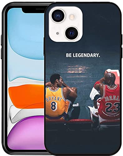 HUASHUN Designed for iPhone 13 Case,Basketball Superstars Kobe Bean Bryant & MJ Design,Compatible with iPhone 13 Case 6.1 inch,TPU Slim Fit Soft Cover,Anti-Scratch Shockproof Case(Kobe Jordan)