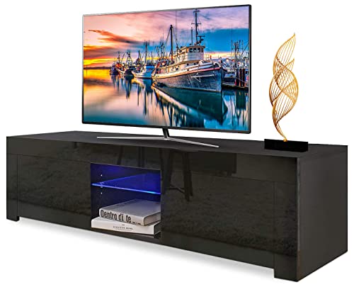 Henf TV Stand with LED Light Modern TV Stand Cabinet for 60 inch TV High Gloss Entertainment Center Media Console with Storage for Living Room
