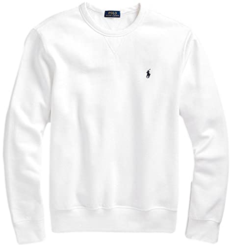 Polo Ralph Lauren Mens Iconic Crew-Neck Fleece Sweatshirt (M, White)