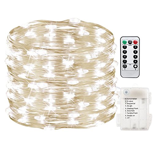 Window Curtain String Light Christmas Decorations String Lights Remote Battery LED Wedding Party Home Garden Bedroom Outdoor Indoor Yard Wall Decorations Twinkle Lights (White, 5M+50LED+8Model)