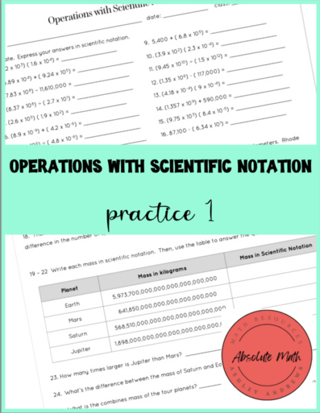 Operations with Scientific Notation Practice 1