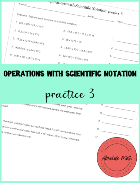 Operations with Scientific Notation Practice 3