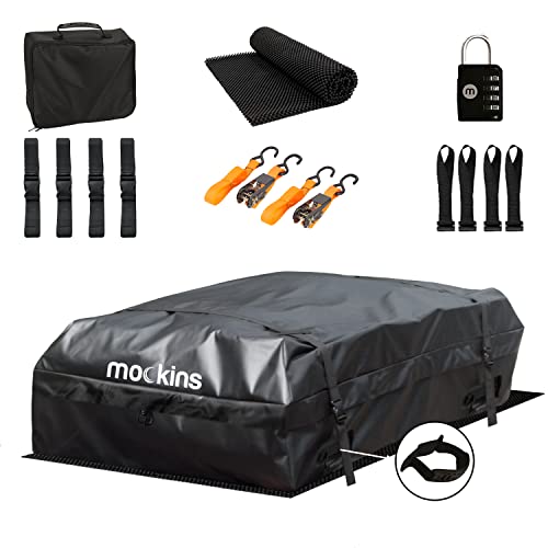 Mockins 25 Cubic Feet Rooftop Cargo Bag Set 60″x43″x17″ Car Roof Storage Bag | Roof Bag Waterproof Carrier for Vehicles with/Without Rack | Roof Rack Storage Roof Cargo Bag | Car Top Carrier Roofbag