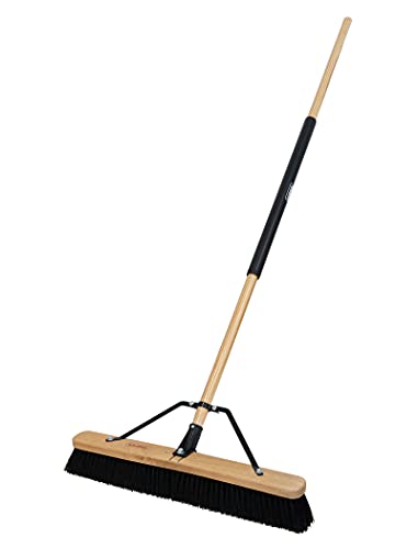 Harper 20201045 24 in. Indoor/Outdoor Wet/Dry All-Purpose Push Broom with Semi-Stiff Bristles, for Dirt, Leaves, Gravel, Mulch