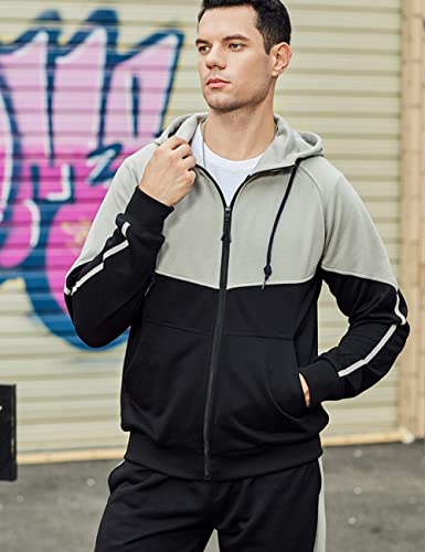 DUOFIER Men’s Athletic Tracksuit Full Zip Warm Jogging Sweat Suits, Black-XL | The Storepaperoomates Retail Market - Fast Affordable Shopping