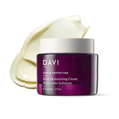 DAVI Rich Moisturizing Cream with Blue Light Protection | Daily Hydrating Face Moisturizer for Dry Skin | Anti-Aging | All Natural | Non-GMO | Paraben-Free | Cruelty-Free | 2.0 Fl Oz Jar