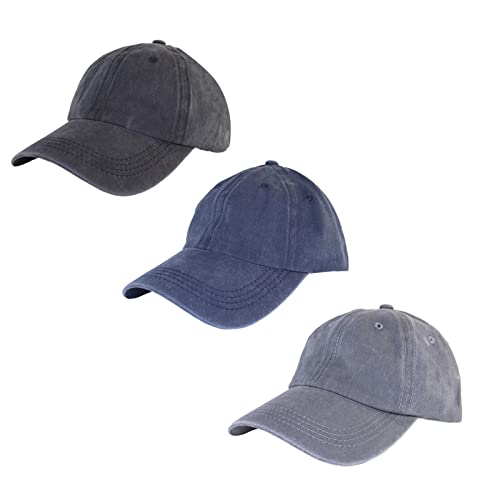NRLDGP Adjustable Low Profile Baseball Cap Plain Washed Vintage Dad Hat for Men Women 2PCS 3PCS
