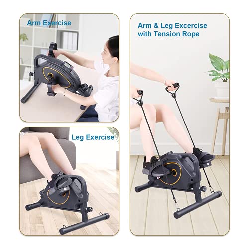 Under Desk Exercise Bikes Pedal Exerciser, Mini Elliptical Trainers Portable Stationary Sport Machine with LCD Display & 8 Levels Magnetic Resistance Suit (Resistance Bands Included), Black | The Storepaperoomates Retail Market - Fast Affordable Shopping