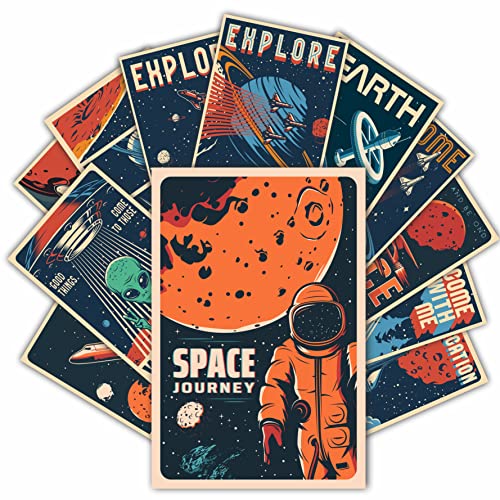 HK Studio Vintage Space Posters Decal – Retro Nasa Posters for Dorm, Space Decor, Teen Room – Astronaut Decor – 7.8″ x 11.8″ Pack 12