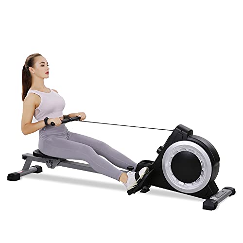 Rowing Machine Foldable Rower 250 LB Capacity 16 Levels Tension Magnetic Rowing Machine for Home Silence Resistance for Whole Body Rowing w/LCD Monitor Cardio Training Row Equipment