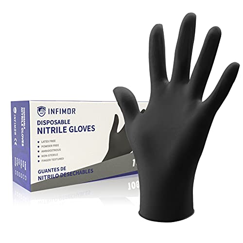 Infimor Powder-Free Nitrile Exam Gloves(S-XL), Light Duty Work Gloves for Cooking, Cleaning, Mechanics-Chemical Resistant