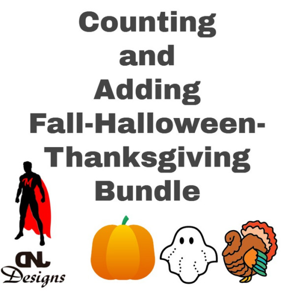 Adding and Counting Fall Halloween Thanksgiving Bundle
