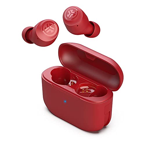 JLab Go Air Pop True Wireless Bluetooth Earbuds + Charging Case | Rose Red | Dual Connect | IPX4 Sweat Resistance | Bluetooth 5.1 Connection | 3 EQ Sound Settings Signature, Balanced, Bass Boost