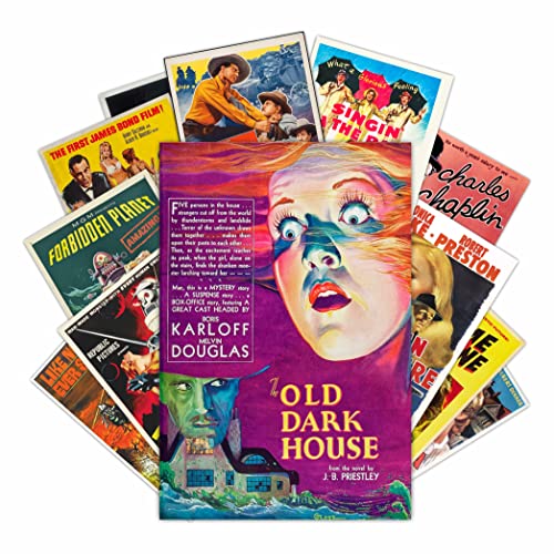 HK Studio Vintage Movie Posters Decal – Bigger Size than Wall Collage Kit, Easy Peel and Stick, Indie Room Decor Aesthetic for Dorm, Teen Room, Man Cave – 7.8″ x 11.8″ Pack 12