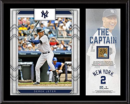Derek Jeter New York Yankees 12” x 15” Sublimated Player Plaque with a Capsule of Game-Used Dirt – MLB Game Used Dirt Collages