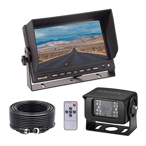 Heavy Duty Vehicle Truck Bus Backup Camera Kit,4 PIN Cab Cam with 7inch LCD Monitor Waterproof Night Vision Rear View Camera+66ft Extension Cable for Bus Truck Van Trailer RV Campers(12V 24V)