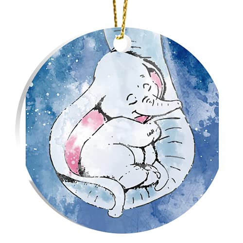Christmas Tree Ornament Dumbo X-mas and Home His Circle Mother, Acrylic Mother Decor and Baby Elephant for Holidays, Tree Ornaments, and Events, Party Decoration
