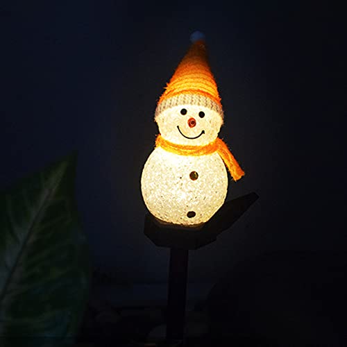 LED Solar Garden Lights, Christmas Snowman Yard Stake Decor for Home Outdoor Yard Lawn Christmas Holiday Winter Decoration (Yellow)