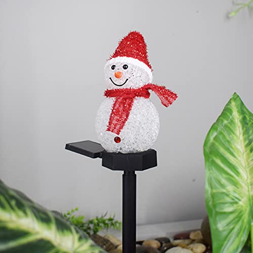 Goldye Solar Garden Lights LED Christmas Lawns Snowman Plug Stake Lights Courtyard Landscape Path Light,Home Christmas New Year Patio Light Decoration,Outdoor Waterproof IP65 (Red)
