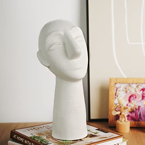 Mowtanco Abstract Statue for Home Decor, Ceramic Head Sculpture, Decorative Office White Figurine, Home Decorations for Living Room Shelf Decor Accents, 11.8 Inch