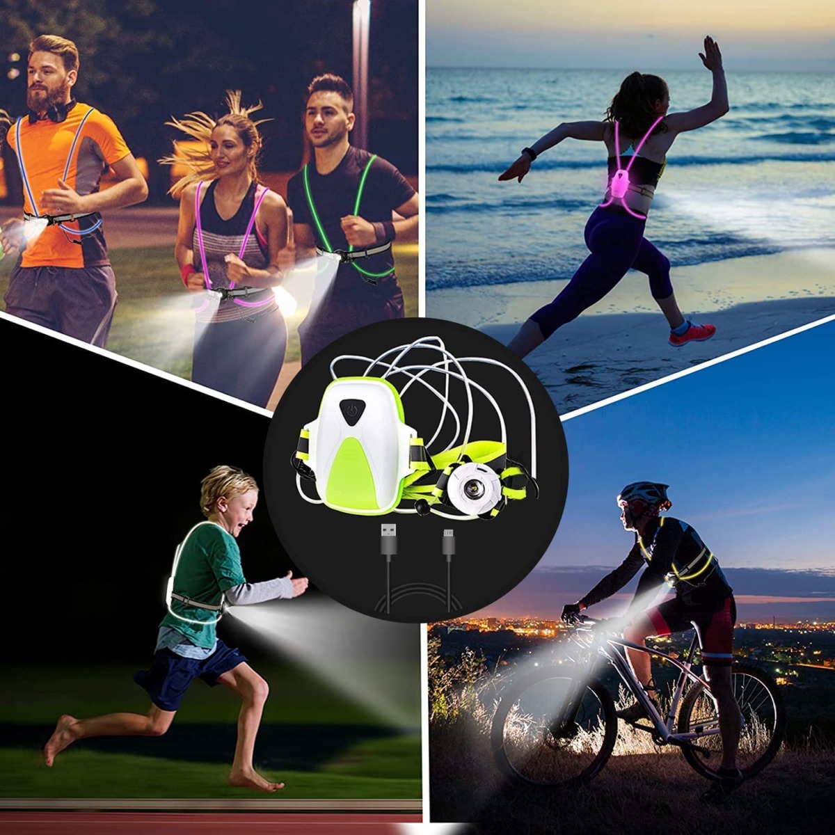 Reflective Vest Running Vest Lights for Runners Night Running Gear Accessories Running Gifts for Women Men Kids Gift for Runners Women with Front Light USB Rechargeable Cycling Walking Lights | The Storepaperoomates Retail Market - Fast Affordable Shopping