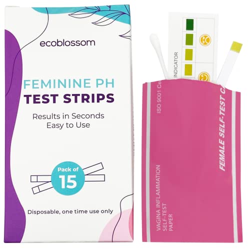 EcoBlossom Vaginal pH Test Strips for Women – Check pH Balance – Monitor Bacterial Vaginosis BV Treatment – Prevent Yeast Infection UTI – Fast Accurate Results, Individual Sealed Pouch (15 Count)