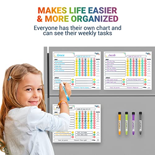 Magnetic Chore Chart 3pcs for Multiple Kids & Adults – 5 Fine Tip Markers – Dry Erase Refrigerator Whiteboards – Reward Good Behavior for Toddlers & Responsibility for Teenagers – Organize The Family | The Storepaperoomates Retail Market - Fast Affordable Shopping