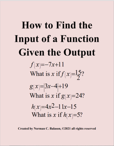 How to Find the Input of a Function Given the Output