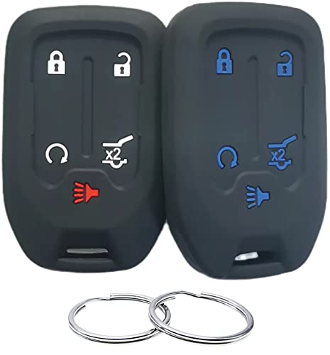 REPROTECTING Silicone Rubber Key Fob Cover Compatible with 2015-2021 Chevrolet Silverado 1500 2500 3500 HD Suburban Tahoe GMC Acadia Sierra 1500 2500 3500 HD Terrain Yukon HYQ1AA 1551A-AA 110U5BS