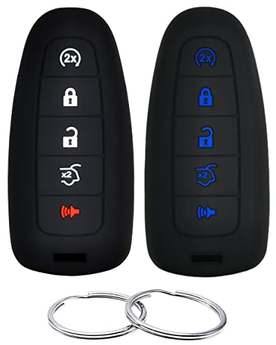 REPROTECTING Silicone Rubber Key Fob Cover Compatible with (5 Buttons) 2011-2015 Ford Edge Escape Explorer Flex Focus Taurus M3N5WY8609 7812A-5WY8609 164-R8092 (Black Black)