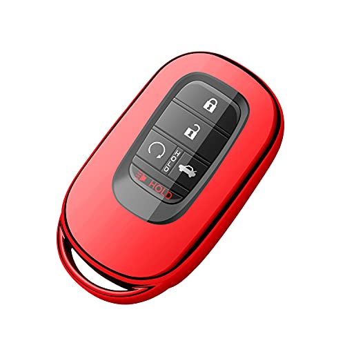 Tukellen for Honda Key Fob Cover,Premium Soft TPU Full Protection Key Shell,Key Case Compatible with Honda 2022 Civic Accord smart Remote Key,for Honda Key Fob Accessories 2022-Red