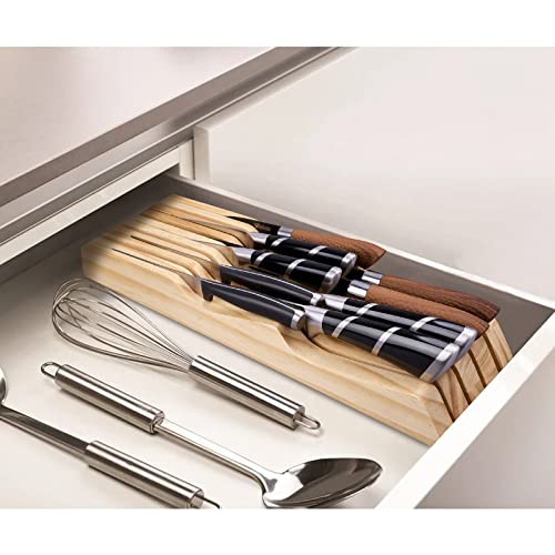 RedCall Kitchen Knife Holder for Drawer Solid Wood Universal Knife Block Without Knives,home & chef Knife Drawer Organizer Insert,Premium Under Cabinet Knife Storage (9 knife holder) | The Storepaperoomates Retail Market - Fast Affordable Shopping