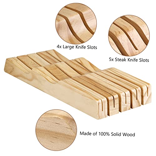 RedCall Kitchen Knife Holder for Drawer Solid Wood Universal Knife Block Without Knives,home & chef Knife Drawer Organizer Insert,Premium Under Cabinet Knife Storage (9 knife holder) | The Storepaperoomates Retail Market - Fast Affordable Shopping