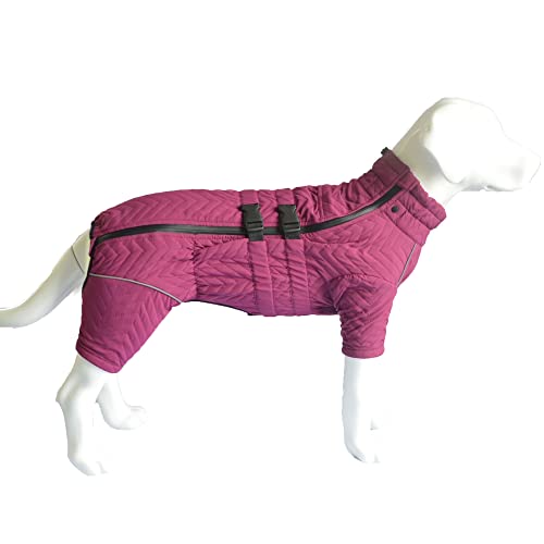 Warm Dog Coat Double Layers Dog Vest, 10 Legs Covered Windproof Waterproof Reflective Warm Dog Vest Outdoor Skating Dog Costume for Small Medium Large Dogs Purple XXL