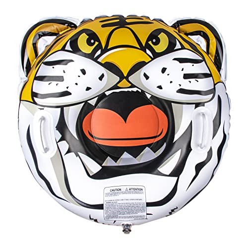 EGOJIN Snow Tubes 33 inch Inflatable Winter Tiger Snow Sled for Kids 0.6mm with 2 Handles for Sledding Outdoor Activities Christmas Birthday New Year