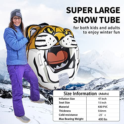 EGOJIN Snow Tubes 33 inch Inflatable Winter Tiger Snow Sled for Kids 0.6mm with 2 Handles for Sledding Outdoor Activities Christmas Birthday New Year | The Storepaperoomates Retail Market - Fast Affordable Shopping