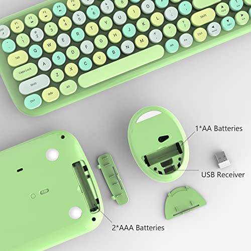 MOFii Wireless Keyboard and Mouse, Ergonomic Full Size Typewriter Keyboard and Mouse Combo for Mac, Windows 7/8/10, Laptop, Desktop, PC, Computer (Green Colorful) | The Storepaperoomates Retail Market - Fast Affordable Shopping
