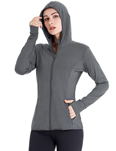 COOrun Womens Active Jackets Hoodie Sports Jacket Running Zipper Track Tops Warm Up Sportswear with Full Zip