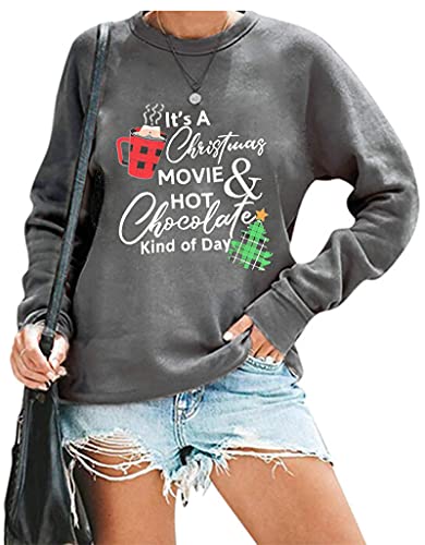 Merry Christmas Holiday Raglan Shirts for Women Casual Holiday Long Sleeve Buffalo Plaid Graphic Pullover Sweatshirt Tops Grey