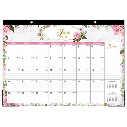 2022-2023 Desk Calendar – Desk Calendar 2022-2023, 18 Monthly Desk/Wall Calendar 2-in-1,16.8″ x 12″, January 2022 – June 2023, Thick Paper with Corner Protectors, Large Ruled Blocks – Romantic Leave