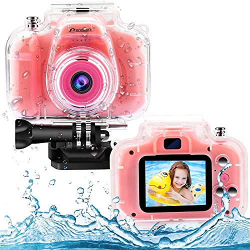 PROGRACE Kids Waterproof Camera Girls – Underwater Camera Children Digital Video Camcorder 1080P Christmas Birthday Gifts for Girls 3 4 5 6 7 8 9 10 11 12 Year Old Toddler Cameras 2-Inch IPS Screen